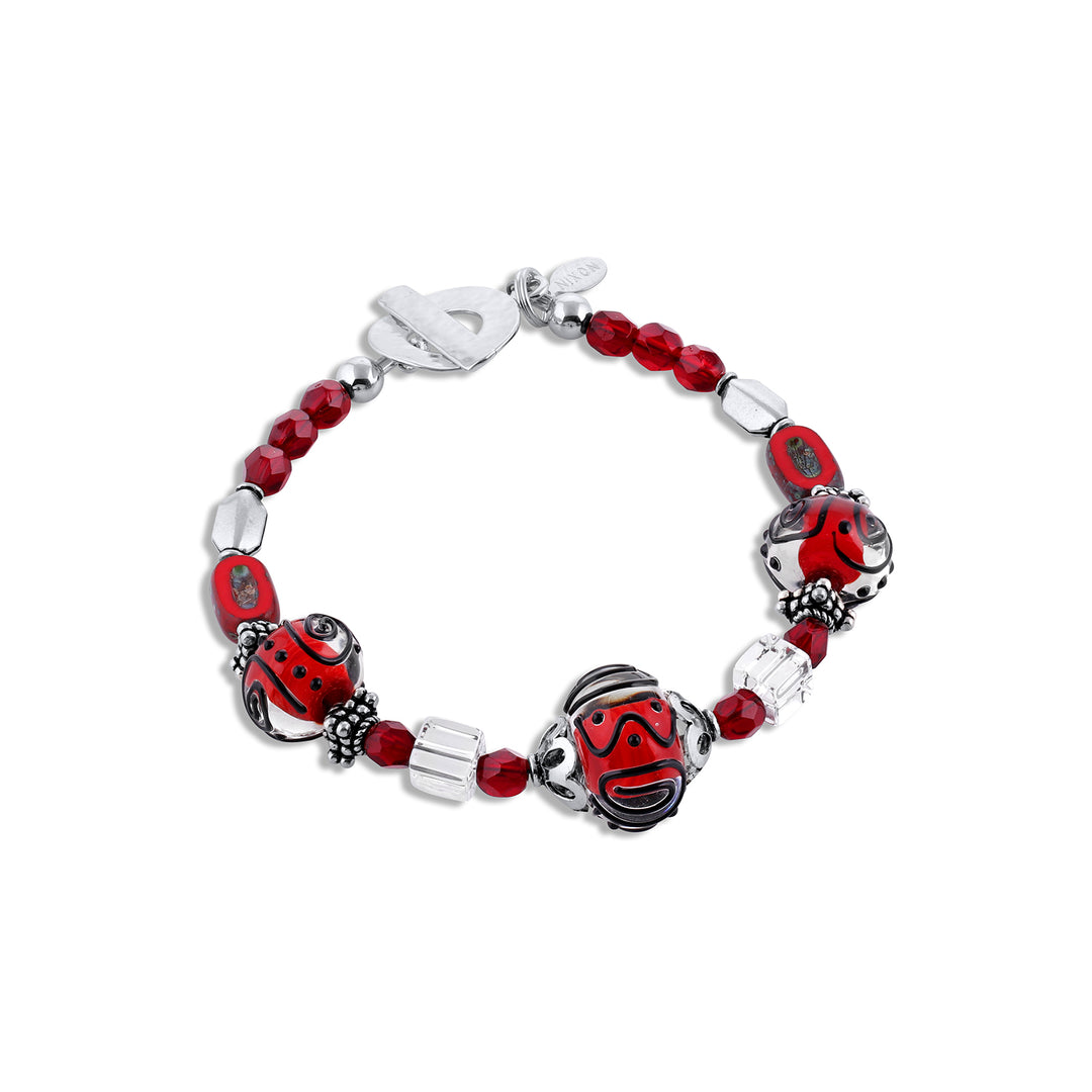 Art Glass Bracelet Red Hot Mama with red and black art glass beads