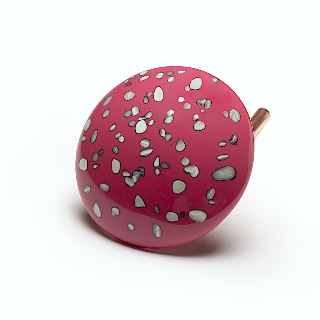 Rose Pink Art Glass Mushroom